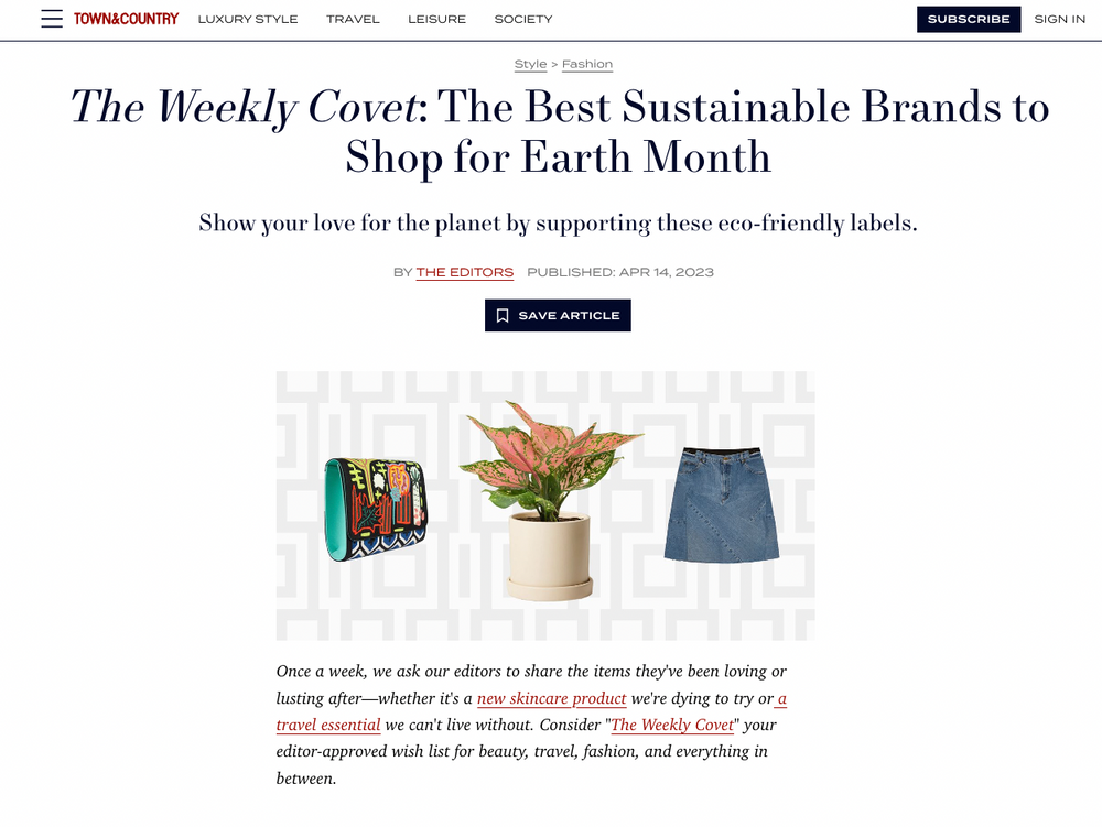 Town and Country: The Best Sustainable Brands to Shop for Earth Month