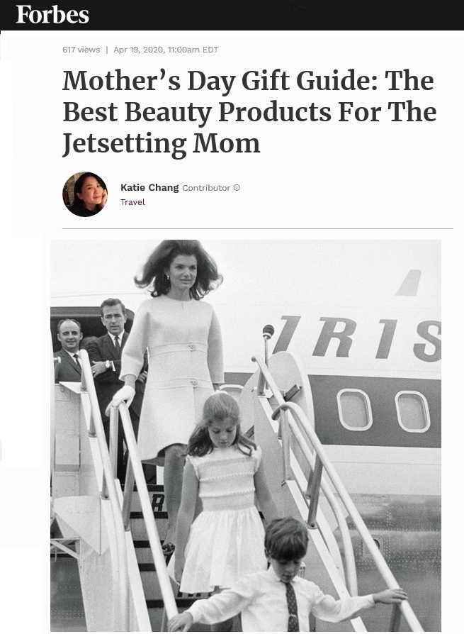 Forbes: Mother's Day Gift Guide - The Best Beauty Products For the Jetsetting Mom