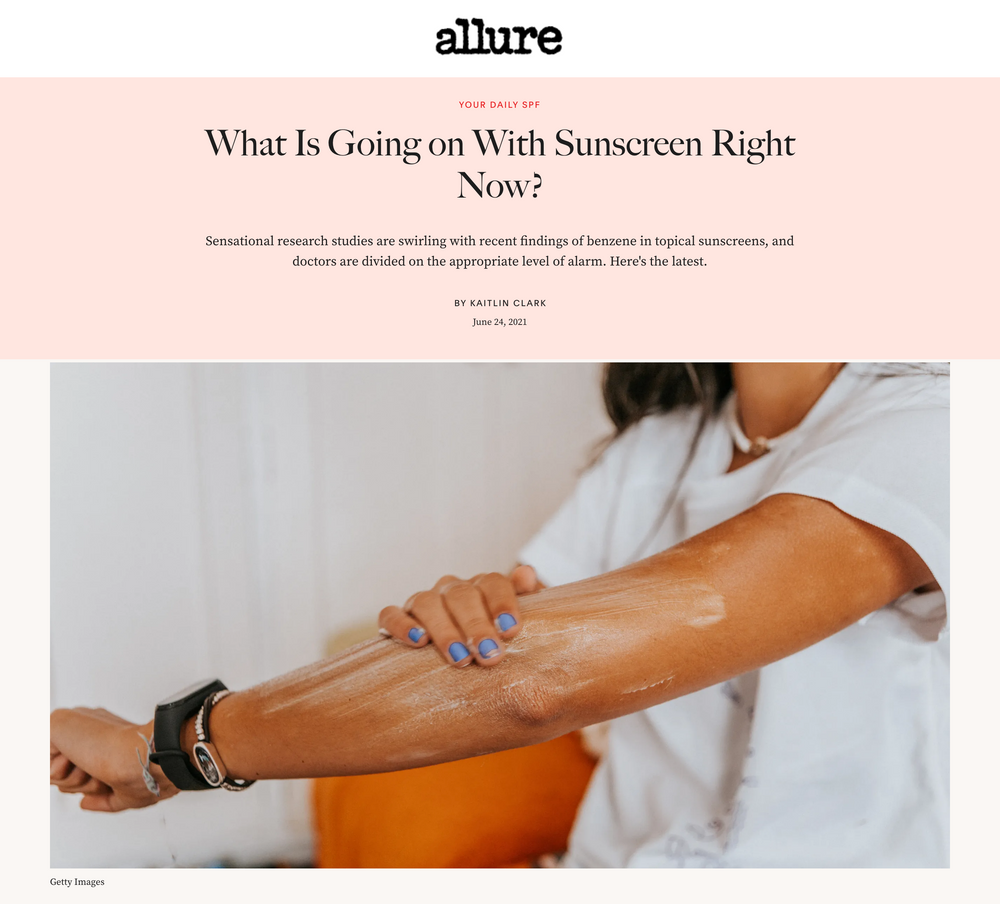 Allure: What Is Going on With Sunscreen Right Now?