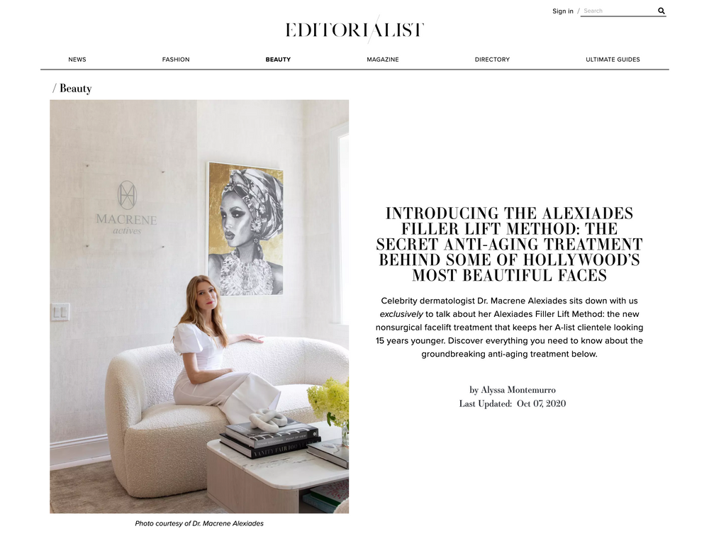 Editorialist: Introducing the Alexiades Filler Lift Method: The Secret Anti-Aging Treatment Behind Some Of Hollywood's Most Beautiful Faces