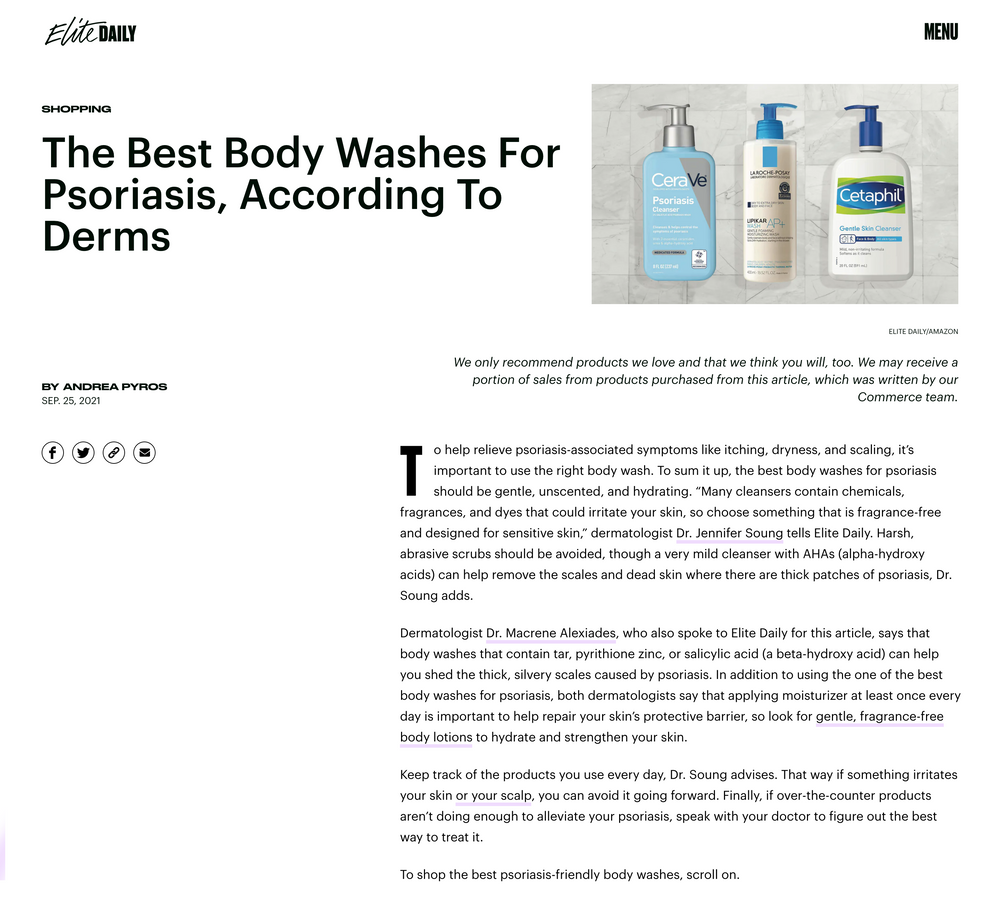 Elite Daily: The Best Body Washes For Psoriasis, According To Derms