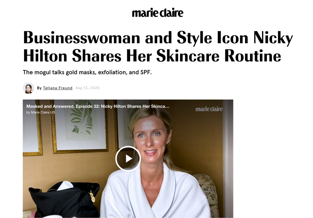 Marie Claire: Nicky Hilton Shares Her Skincare Routine