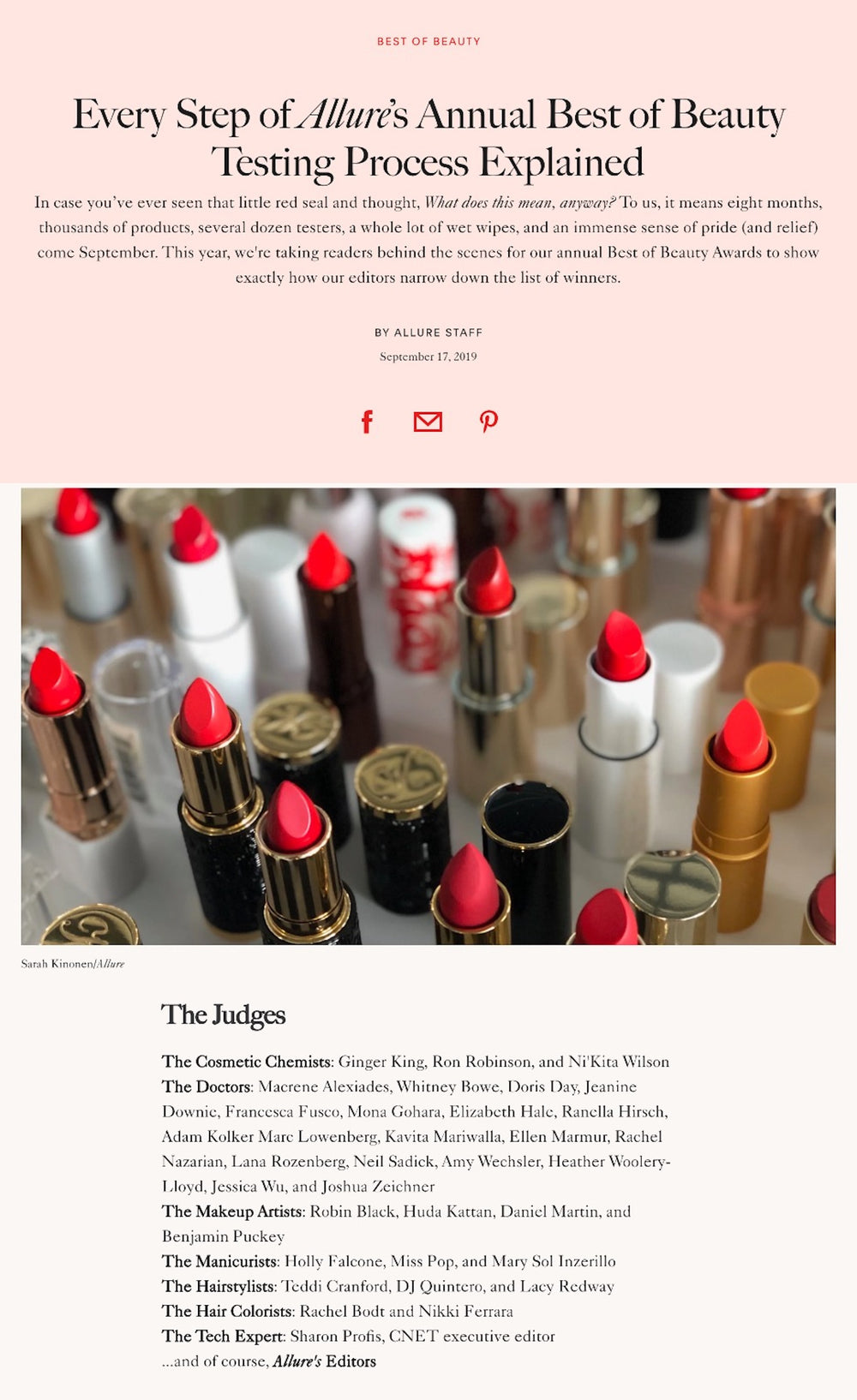 Allure: Every Step of Allure’s Annual Best of Beauty Testing Process Explained