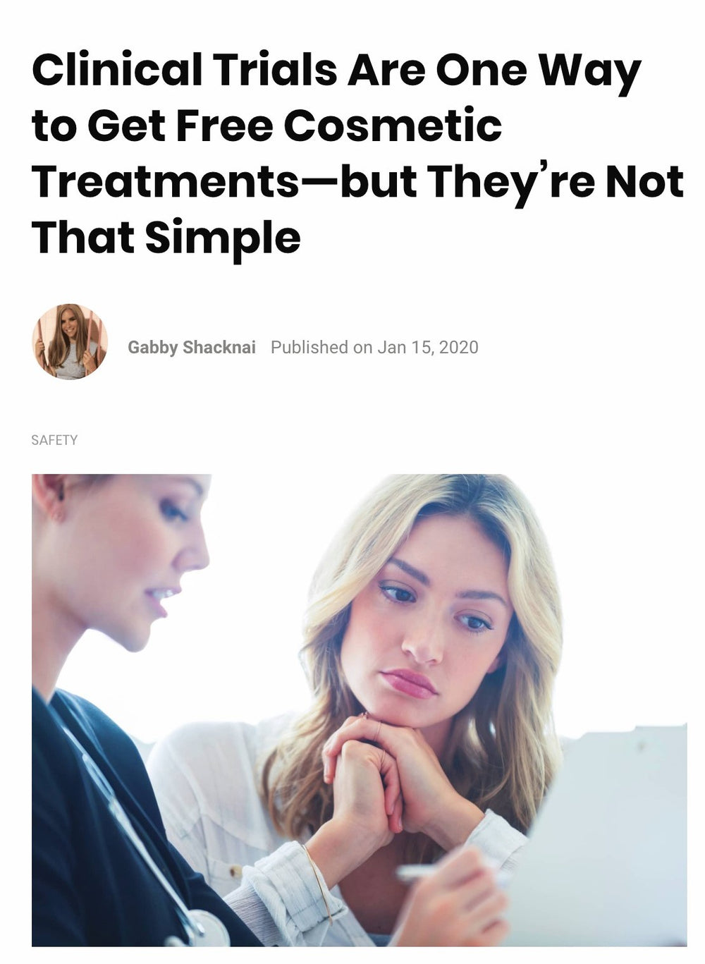 Real Self News: Clinical Trials Are One Way to Get Free Cosmetic Treatments—but They’re Not That Simple
