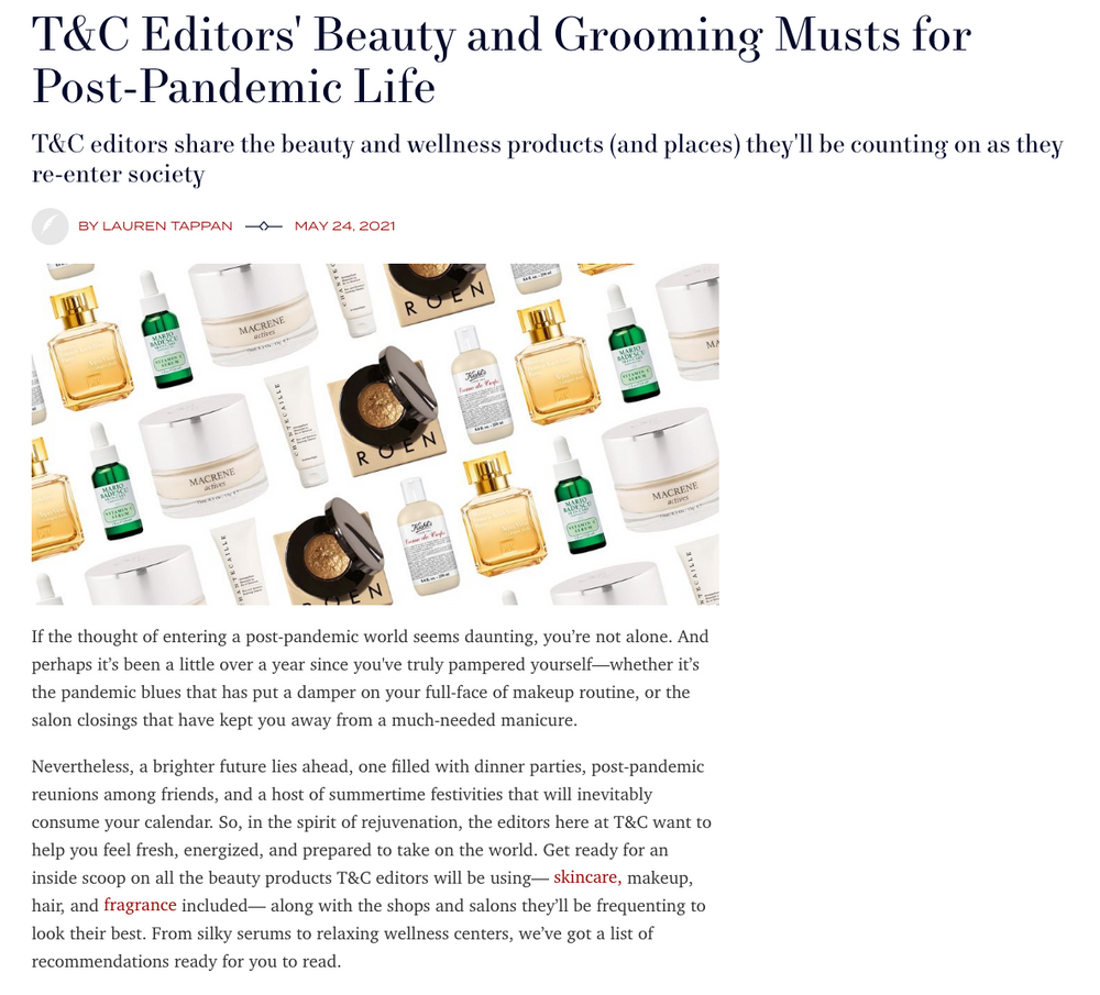 T&C Editors' Beauty and Grooming Musts for Post-Pandemic Life
