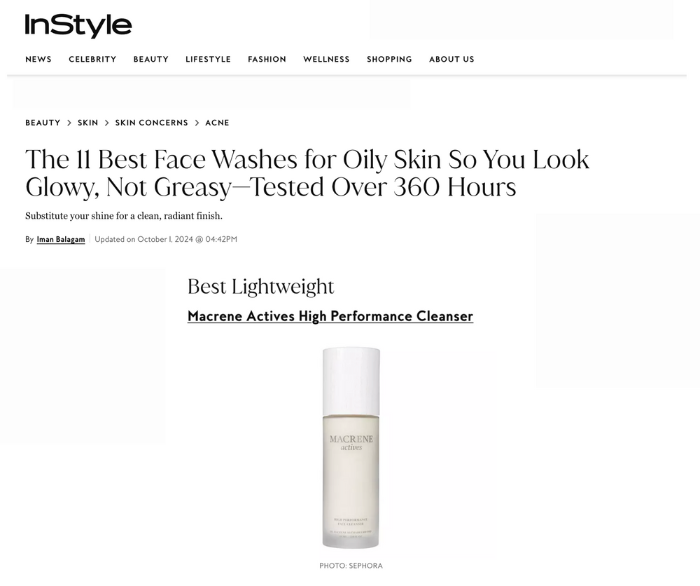 InStyle: Best Lightweight Cleanser is MACRENE actives