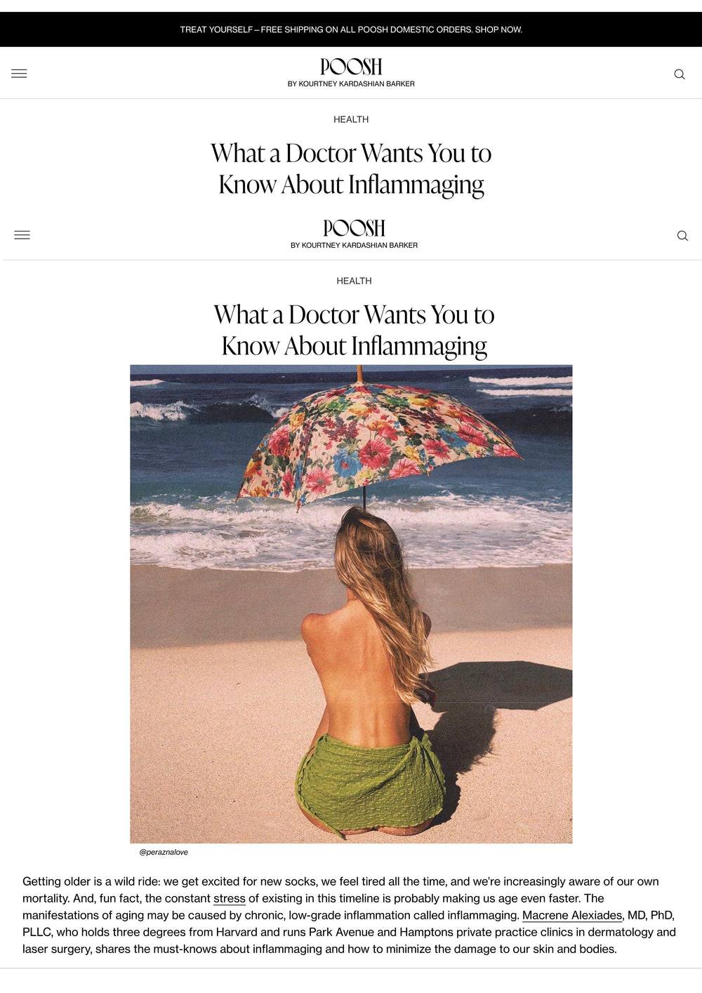 Inflammaging and Longevity by Dr. Macrene Featured in POOSH
