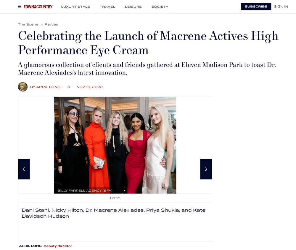 Dr. Macrene Alexiades celebrated the launch of her Macrene Actives High Performance Eye Cream